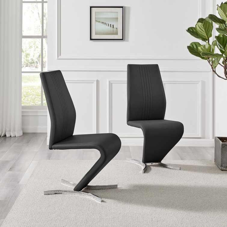 Wilhelm Faux Leather Chrome Feet 'Z' Leg Dining Chairs Modern Design